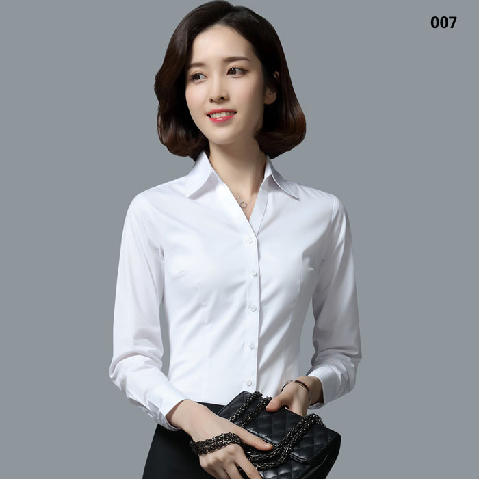 纯白色衬衫女士商务工作服衬衣长袖